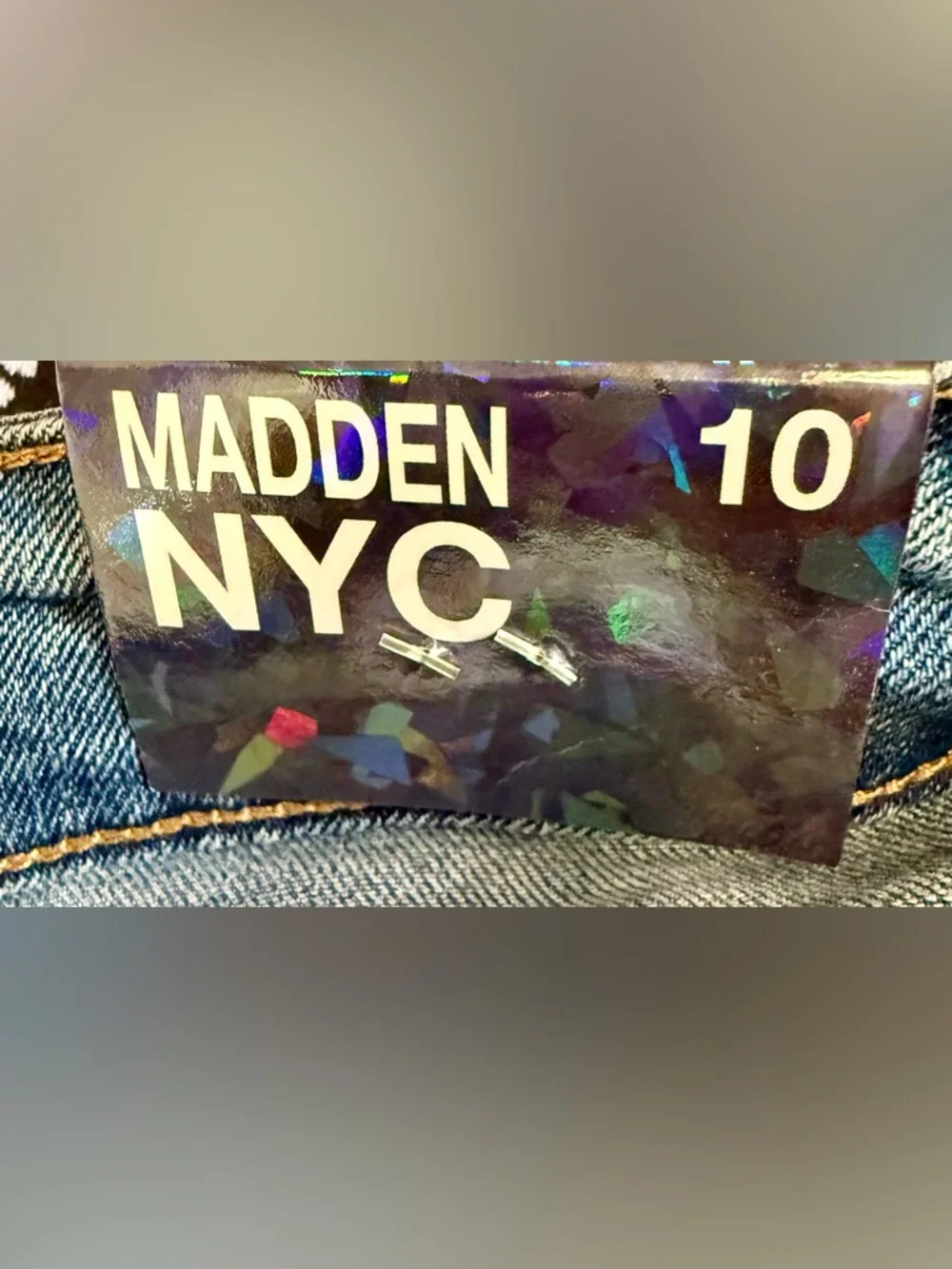 Deadstock Madden NYC Rhinestone Bootcut Jeans High Rise Medium Wash NWT Size 10 - Picture 7 of 11